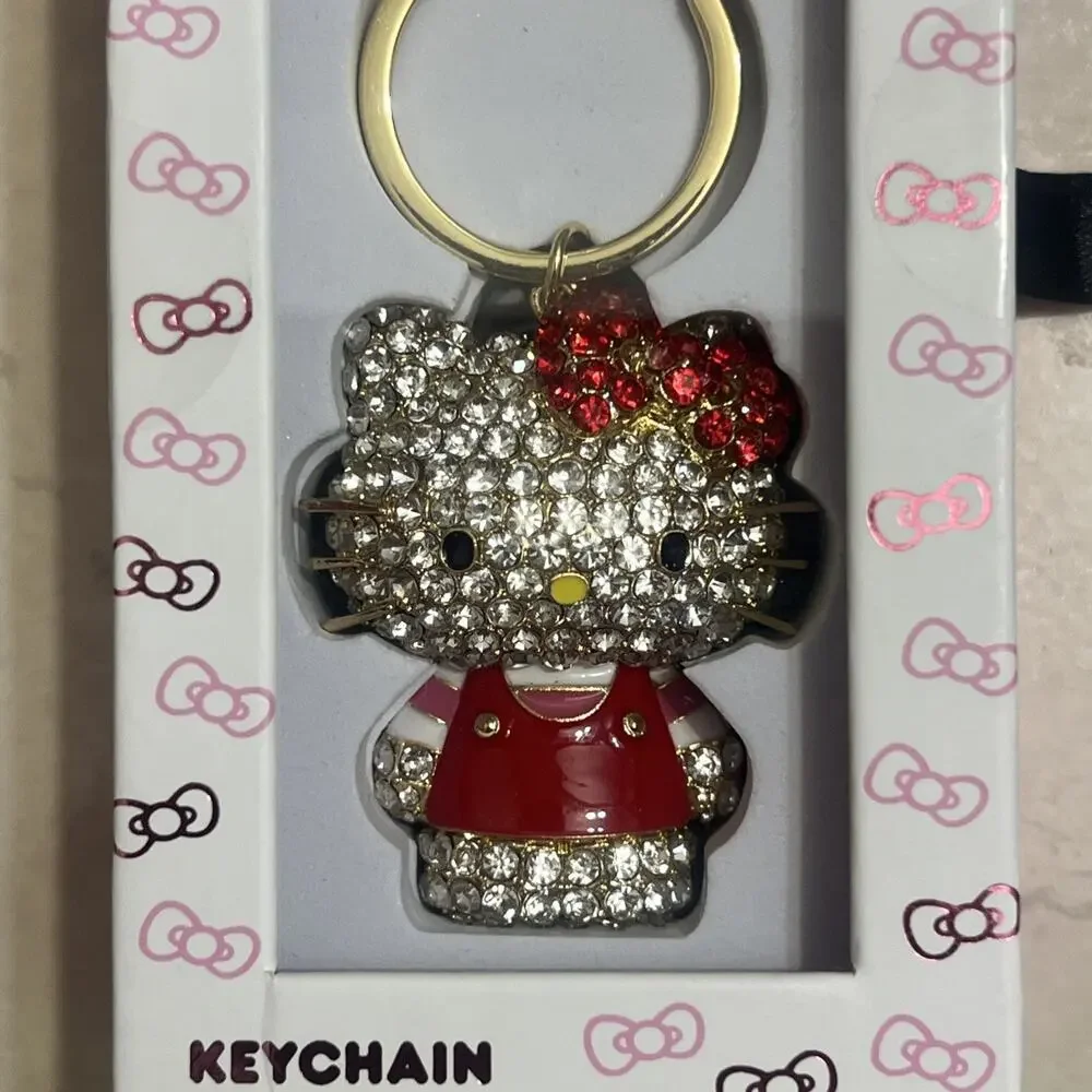 Hello Kitty Crystal Rhinestone Key Chain Key Ring Handbag Charm Jewelry Bling